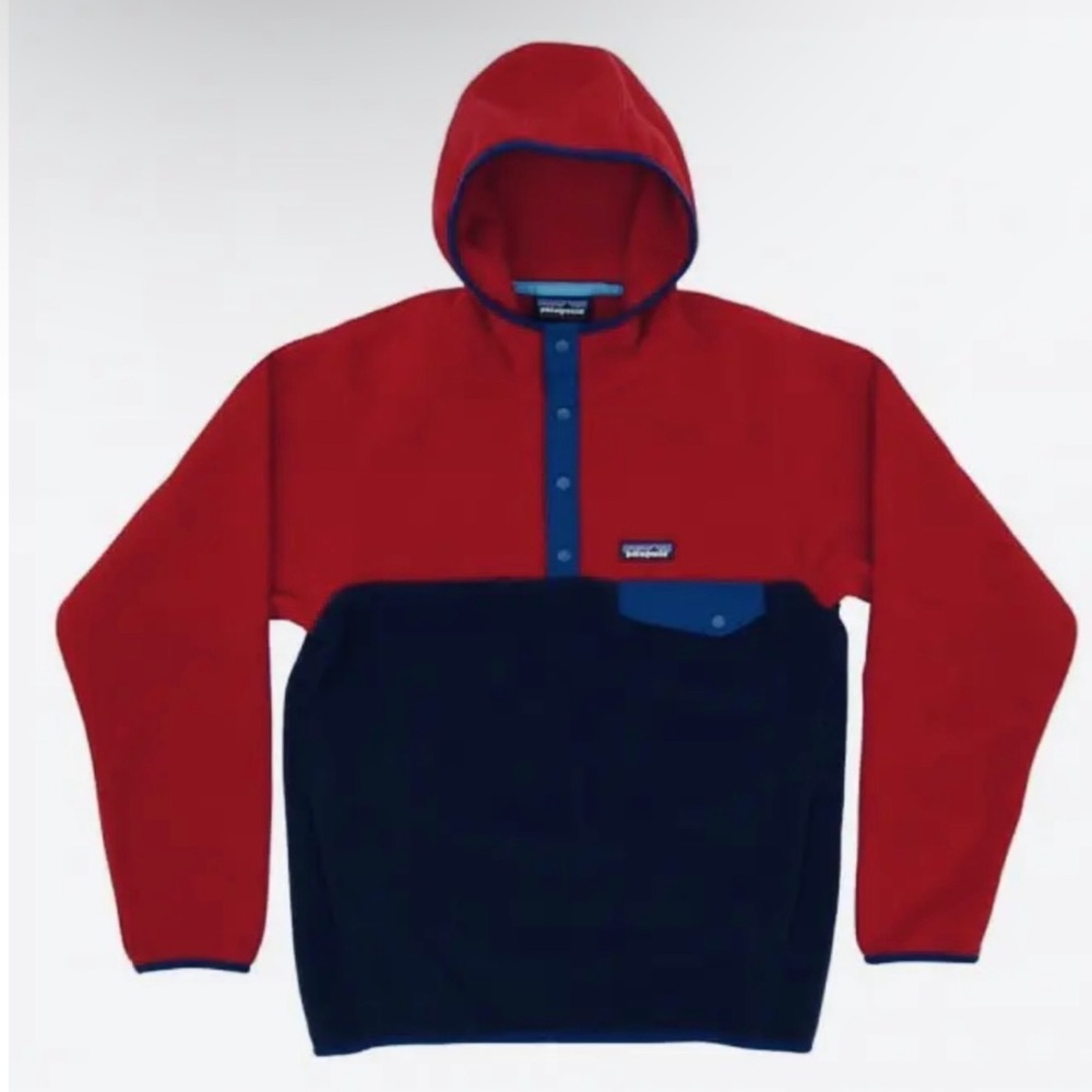 Patagonia Red and Blue Synchilla Snap-T Fleece Pullover